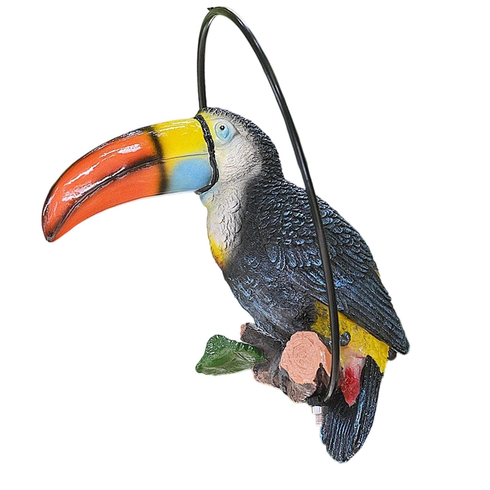 Figurine toucan avec anneau : fixez facilement votre décoration sur les arbres