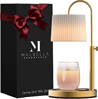 タイマー付き調光機能付きガラスキャンドルウォーマーランプ - タイマー付き高さ調節可能なキャンドルランプウォーマー (8H/4H/2H) - ワックスメルター - 理想的なギフト、様々なサイズの香り付きキャンドルに適合 - 02電球-(ゴールドメタル)