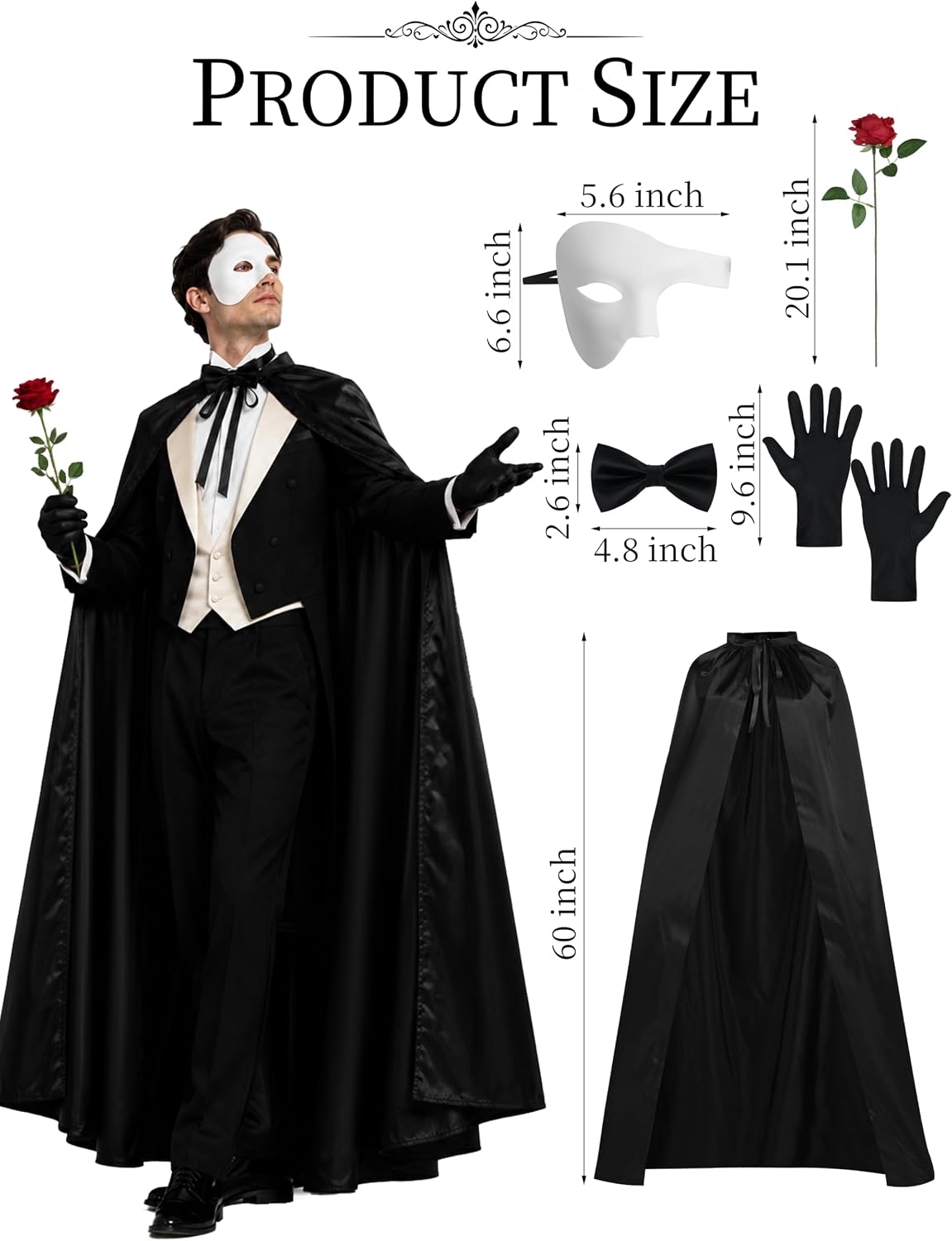 Opera Costume Set Men Halloween Masquerade Adult Cosplay