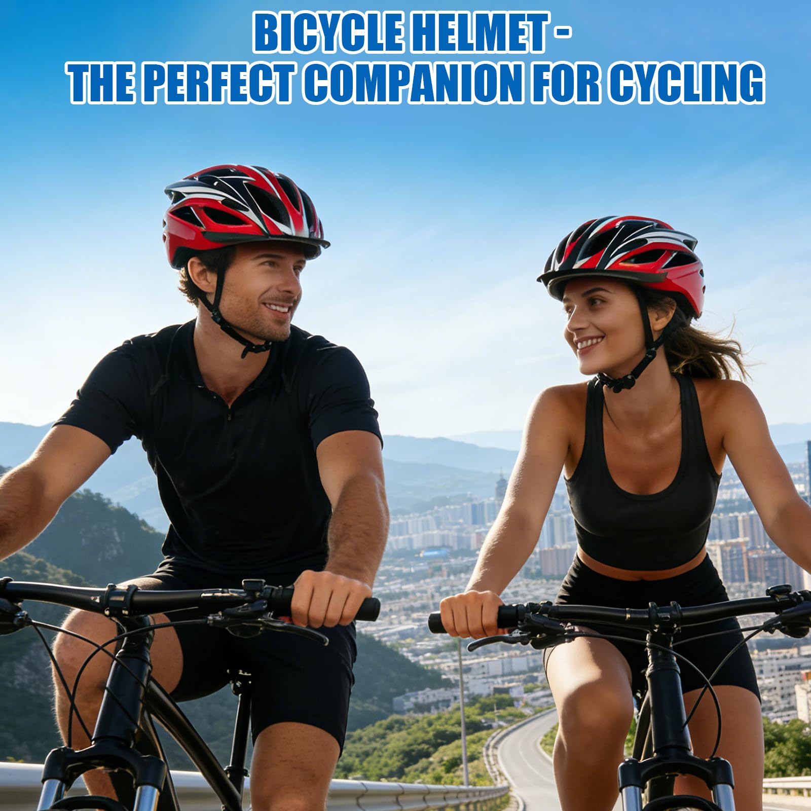 Casco Bici Adulto Uomo Donna, Casco MTB Mountain Bike con EPS e Guscio in Policarbonato, Visiera Rimovibile & Sistema Regolabile 52-62cm, Leggero Casco da Corsa per Bici Elettrica Città