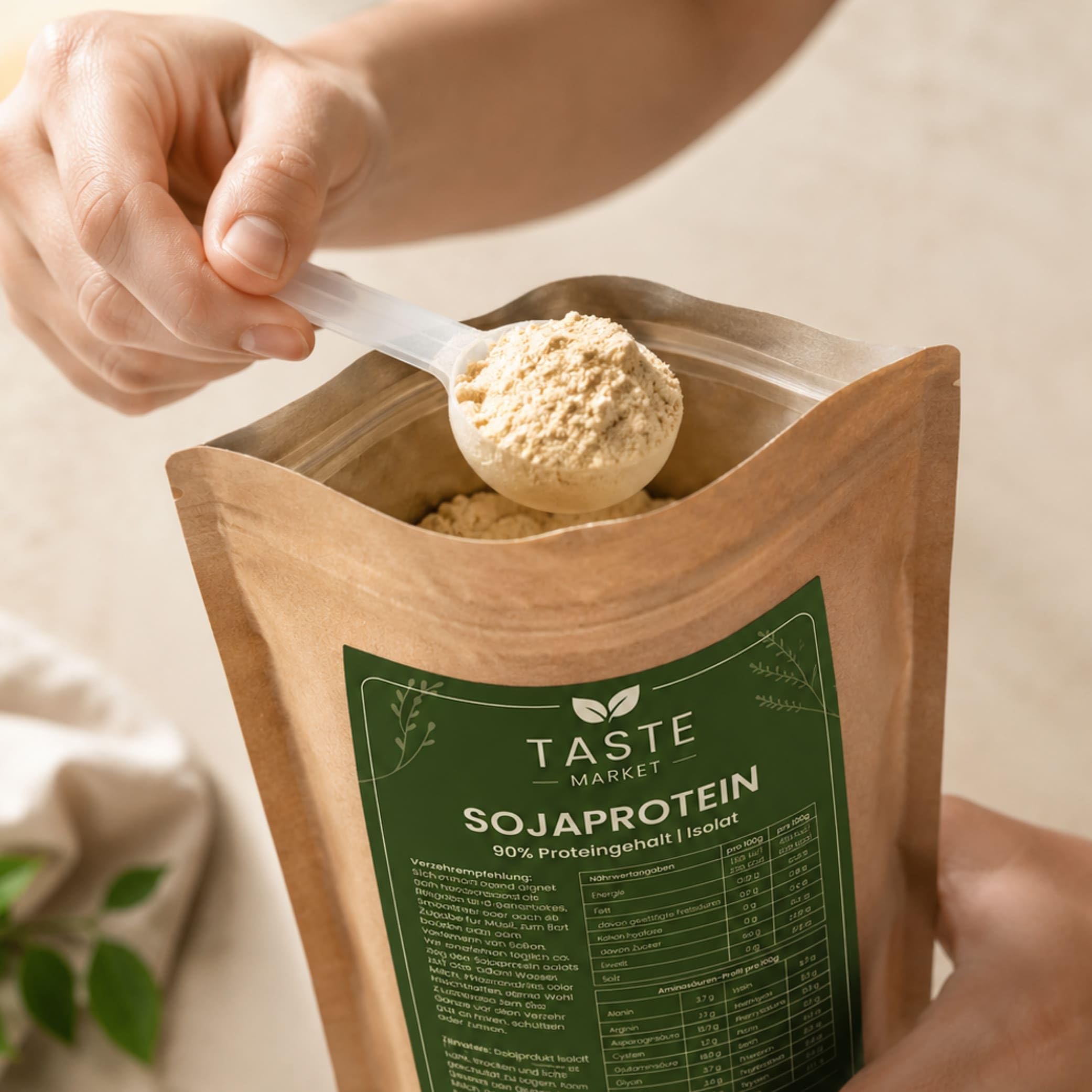 20 kg Sojaprotein Isolat | Soja Protein Pulver | 90% Proteingehalt | Vegan | Eiweißpulver | Taste Market