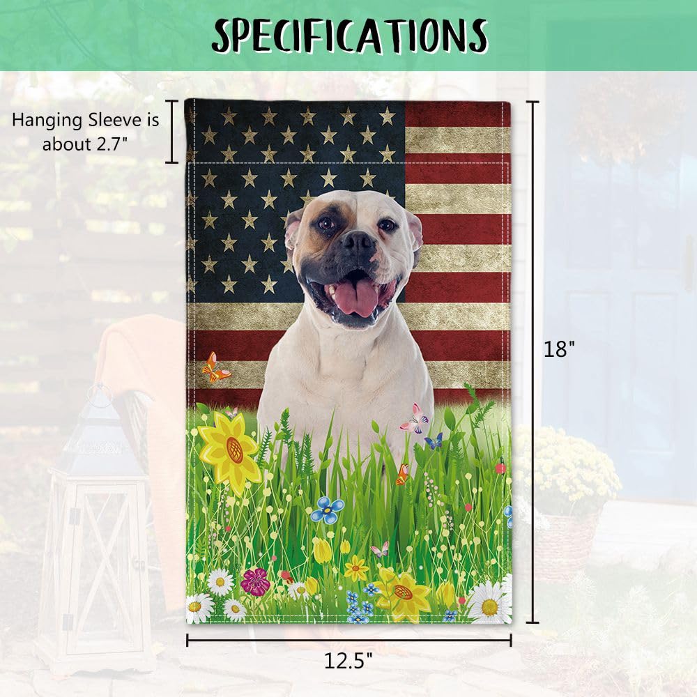 BlissYard Gartenflagge 4. Juli – 30,5x45,7 Cm, Doppelseitig, Patriotische Französische Bulldogge