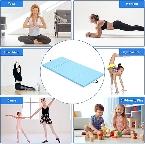 Miniatura 2 de ZENOVA Colchoneta de gimnasia de 6 x 3 x 2 pulgadas, 4 x 8 x 2 pulgadas, esterilla de ejercicio para el hogar, aeróbicos, entrenamiento, plegable,