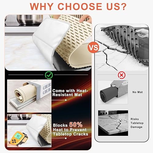 Vista 3 de FYY Tapete de calentamiento extra grande para alimentos con almohadilla resistente al calor, evita grietas en la encimera, mantiene la comida Beige