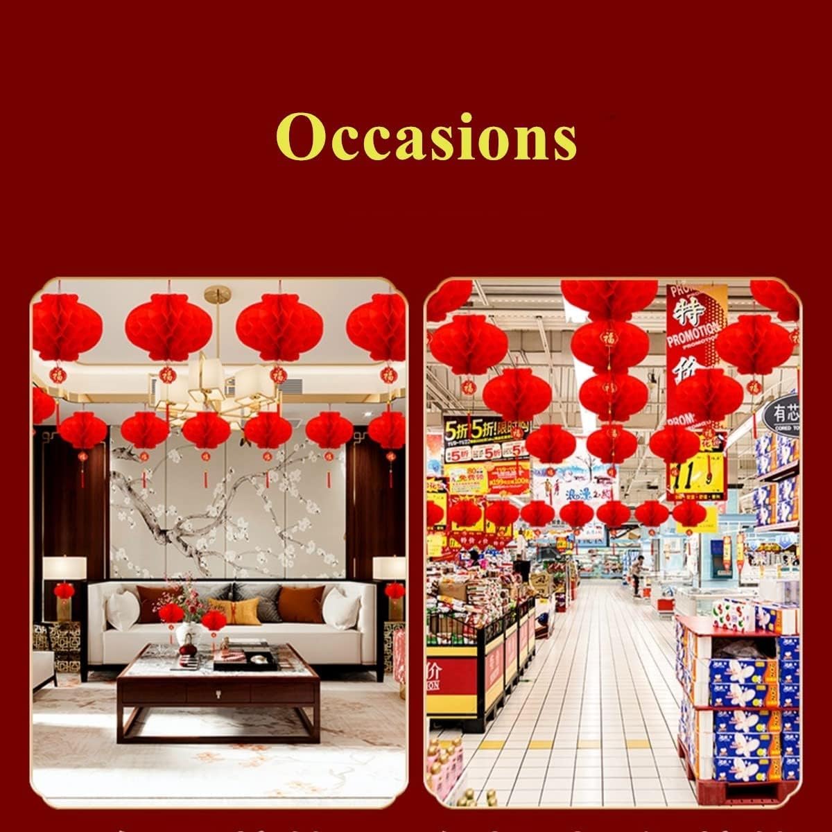 KYMY 40pcs Chinese & Vietnamese Red Paper Lanterns, 2026 Hanging Round Decorative Red Paper Lanterns for Lunar New Year,Spring Festival, Wedding Celebration, Home Decorations (15cm-5.9inch) - Image 3