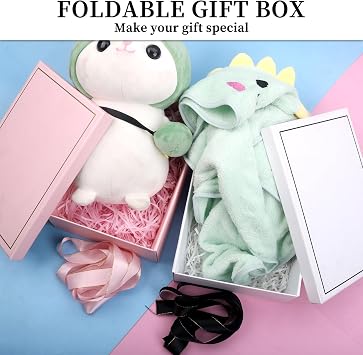 Gift Boxes, Gift Box with Lid 25x18.5x8.8cm with Lids & Ribbon Gift Box Large Closure Party Present Boxes Designed for Christmas, Weddings, Valentine's Day, Present Birthdays (Black)