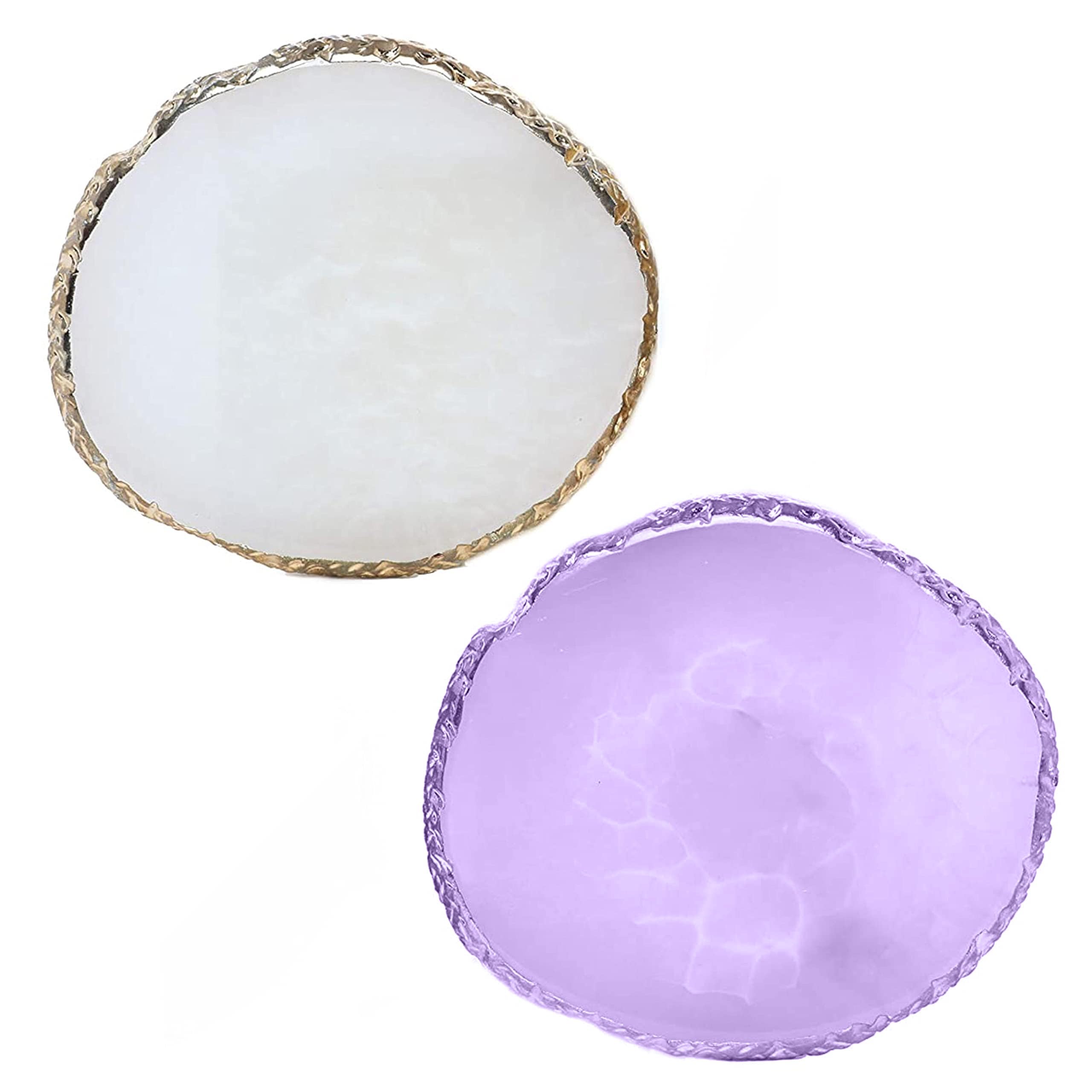2Pack Resin Nail Art Palette,Nail Art Color Mixing Palette,Nail Art Painting Gel Palette Manicure Tool, Cosmetic Artist Mixing Palette(White and Pink)