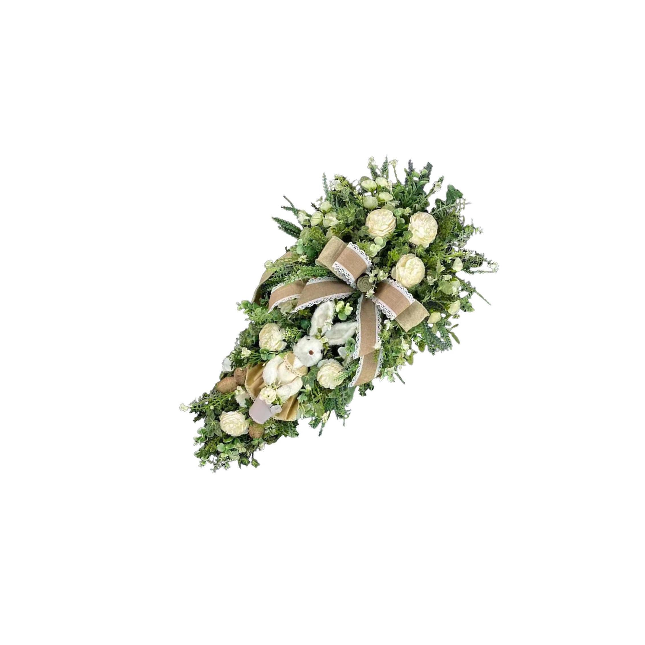PIXZCSA Artificial Hanging Wreath Easter Swag Harvest Rabbit Decorative Front Door Ornament Crafts Home Furnishing for Creative