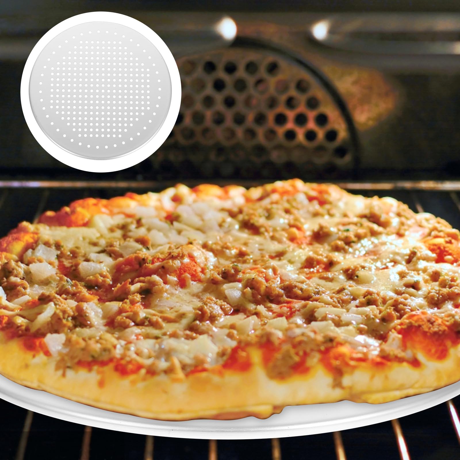 Teglia per Pizza Teglia per Cottura Spessa Teglia per Pizza Rotonda per Forno Piastra per Pizza Rotonda Acciaio per Pizza (16,50 x 16,50 x 0,60 cm) (16,50 x 16,50 x 0,60 cm)