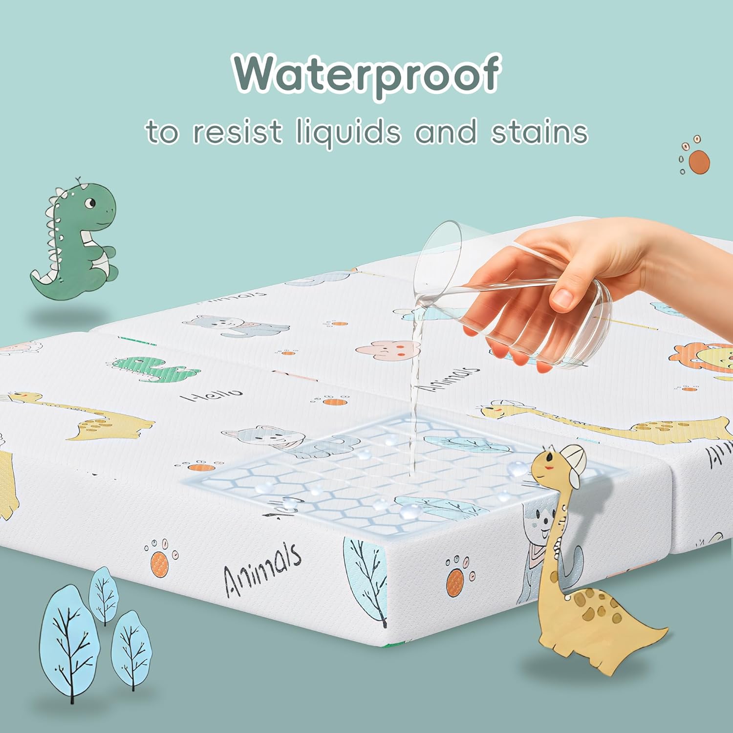 Trifold Pack and Play Mattress 38"x26" Pack N Play Mattresses for Baby Toddler, Portable Mini Crib Mattress for Playpen and Playard with Soft Breathable Waterproof Cover