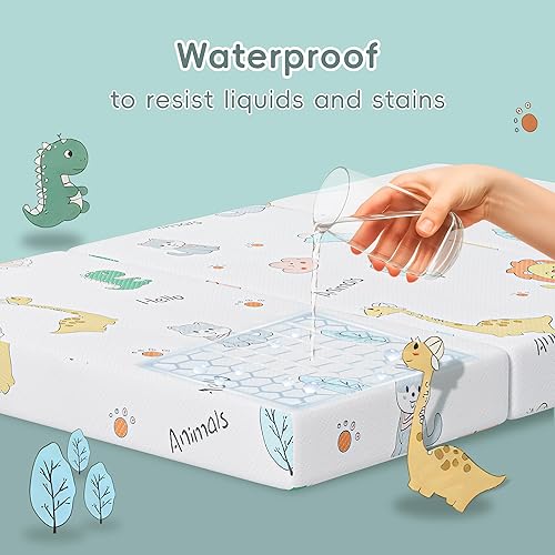 Miniatura 4 de Colchón triple Pack and Play de 38 x 26 pulgadas, colchón Pack N Play para bebé niño, colchón portátil para cuna para corralito y corral con funda