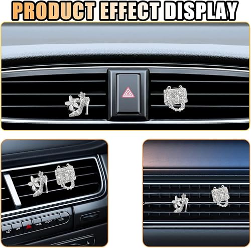 Miniatura 4 de 2 clips de ventilación de coche con diamantes de cristal, tacones y bolsas, clip de ventilación de coche de cristal, difusor de ambientación para el