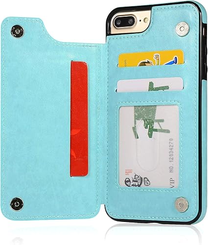 Miniatura 5 de Funda de teléfono para iPhone 7plus 8plus 78 Plus con protector de pantalla de vidrio templado y titular de la tarjeta, funda de cuero con tapa para
