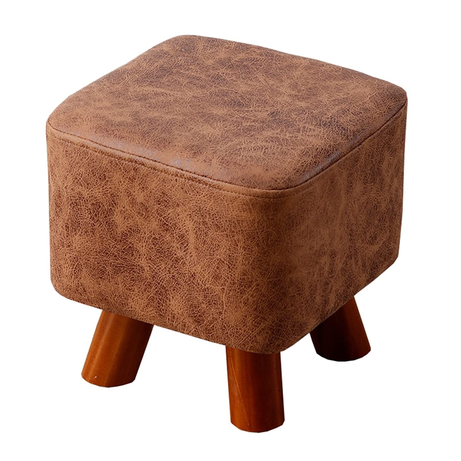 Tabouret cube en bois massif de 28 cm avec assise confortable marron