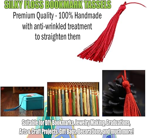 Miniatura 2 de Creanoso Borlas doradas (100 unidades) para marcapáginas, fabricación de joyas, recuerdos, recuerdos de fiesta, proyectos de arte y manualidades,