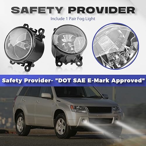 Miniatura 2 de RP Remarkable Power FL7116 apto para Suzuki Grand Vitara 2006-12 - Kit de luz antiniebla de bisel negro cromado