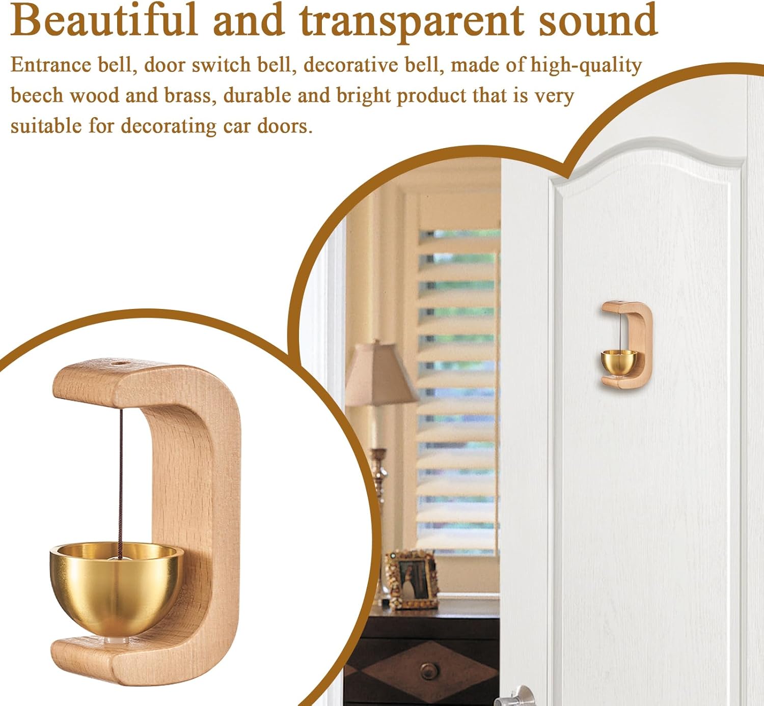 2PCS Shopkeepers Bell for Door Opening, Door Chime for Entrance, Magnetic Wood Wind Chime Ornaments, Magnetic Welcome Doorbell, Decorative Doorbell for Home, Restaurant, Garden, Backyard