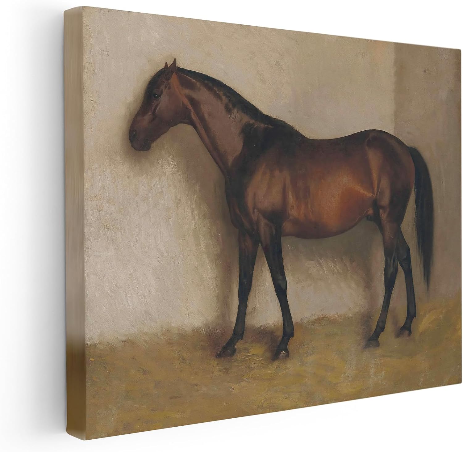 Poster Master Vintage Horse Canvas - Retro Brown Horse Print - Moody Art - Gift for Equestrian, Animal Lover - Rustic Wall Decor for Farmhouse, Bedroom, Child's Room - 8x10 STRETCHED Canvas