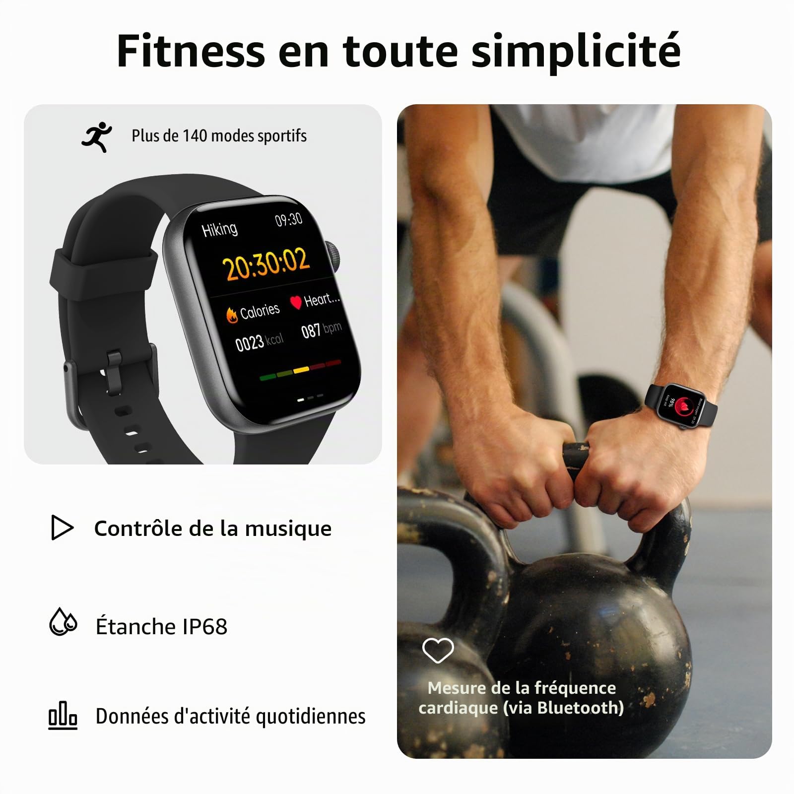Montre Connectée Femme Homme avec Appels Bluetooth, 1.85" HD Smartwatch avec 140+ Modes Sportifs, Etanche IP68 Montre Connectee avec Podometre/Cardiofrequencemetre/Moniteur de Sommeil pour Android/iOS