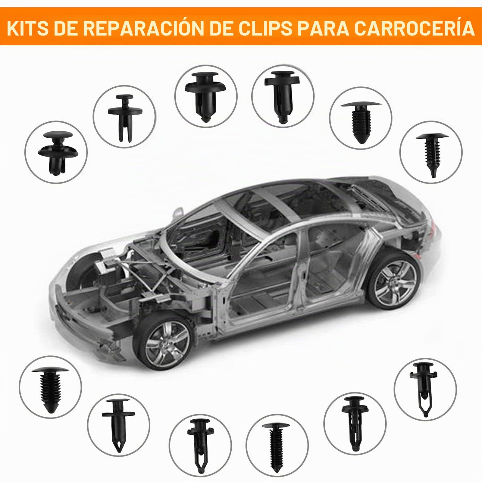 240PCS Remaches Plastico, Universales Grapas Coche 6 Tamaños Clips de Fijación para Coche Grapas Paneles de Puerta de Parachoques Fender con 5 Piezas Herramientas Desmontaje Coche