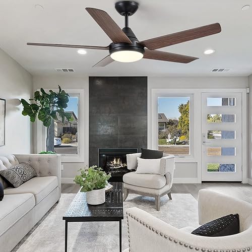 Miniatura 2 de Ventilador de techo para interiores de 48 pulgadas con luz LED y control remoto, ventilador de techo de montaje empotrado con 3 cambios de color,