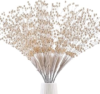 SHAOQINLIN 50pcs 4mm Pearls String Beaded Bouquet Spray Sticks for Bridal Beaded Wedding Party Table Decorations (Ivory)