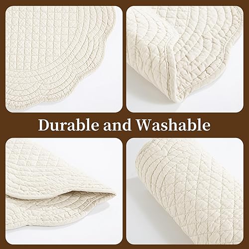 Miniatura 7 de BALAPET Juego de 6 manteles individuales acolchados 100% algodón de 14 pulgadas, estilo granja, mesa redonda reversible con bordes festoneados para