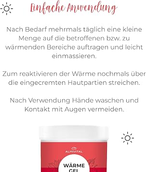 Almivital Heat Gel with Arnica Horse Chestnut & Red Vine Leaves - Deep Heat Massage Gel Against Tension & Soreness - Natural Muscle Relaxation - Fast Absorbing - 500 ml