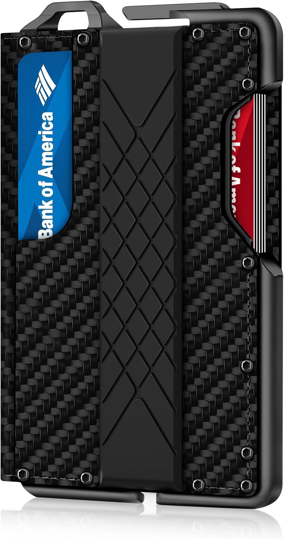 MURADIN Tactical Minimalist Wallet for Men, Slim RFID-Blocking Metal Card Holder, Front Pocket Men’s Leather Dapper Bifold Wallet with Money Clip Carbon Fiber