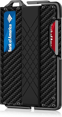 MURADIN - Elegantes carteras tácticas delgadas y plegables para tarjetas de crédito para hombres, minimalistas cartera EDC con bloqueo RFID, Negro