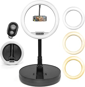 10 inches LED Ring Light - 7-in-1 Steady & Versatile Ring Light w/ 3 Lightning Mode & 10 Brightness Levels, USB Powered & Remote Controlled w/Foldable & Adjustable Stand - iDance MS1804