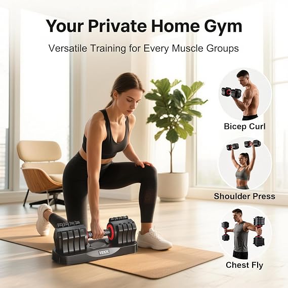 VEICK 25 lb Adjustable Dumbbell Set, Hand Weights for Women at Home Gym