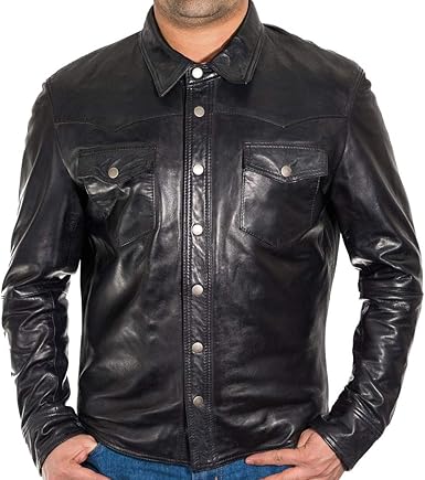 black leather trucker jacket