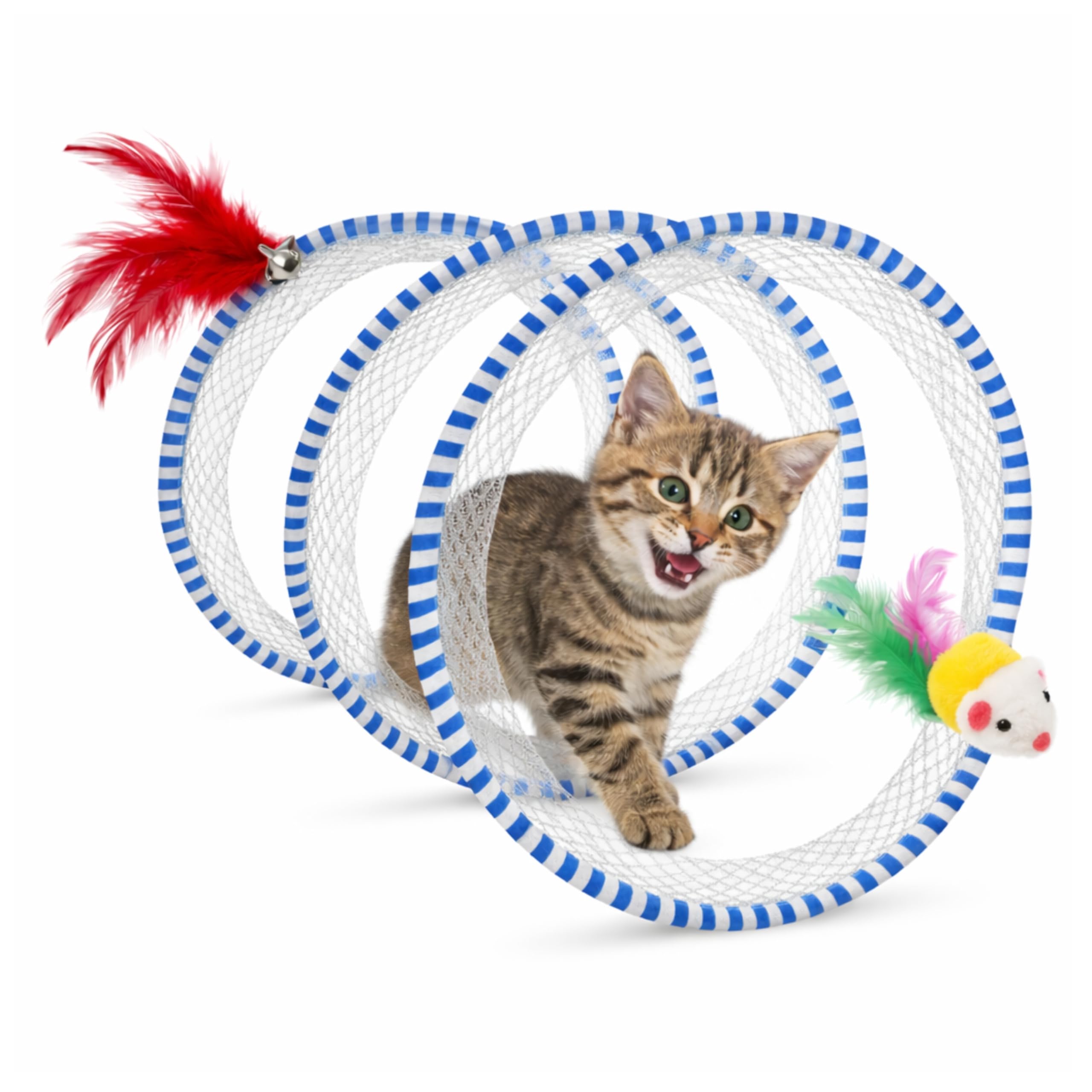 MADPET Kedi Tüneli Oyuncak Spiral – İnteraktif Kedi Oyuncağı – Fareli ve Tüylü Tasarım – Katlanabilir Kedi Tüneli – Kediler İçin Oyun ve Enerji Atma Oyuncağı – Dayanıklı Tasarım