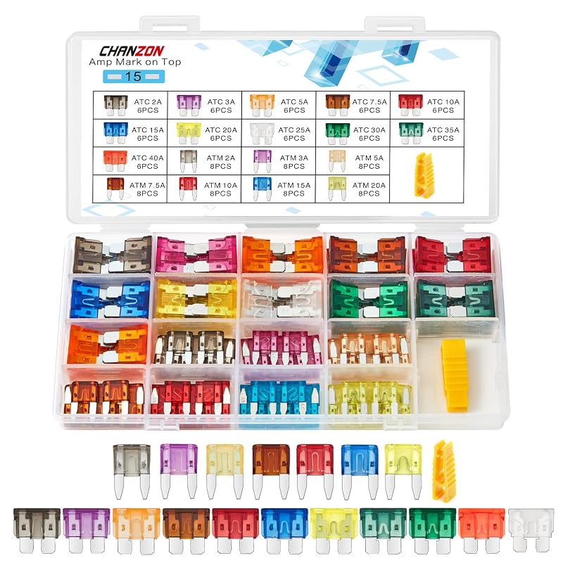 Kit de fusíveis automotivos de lâmina ATC/ATM CHANZON Standard e Mini – 122 unidades