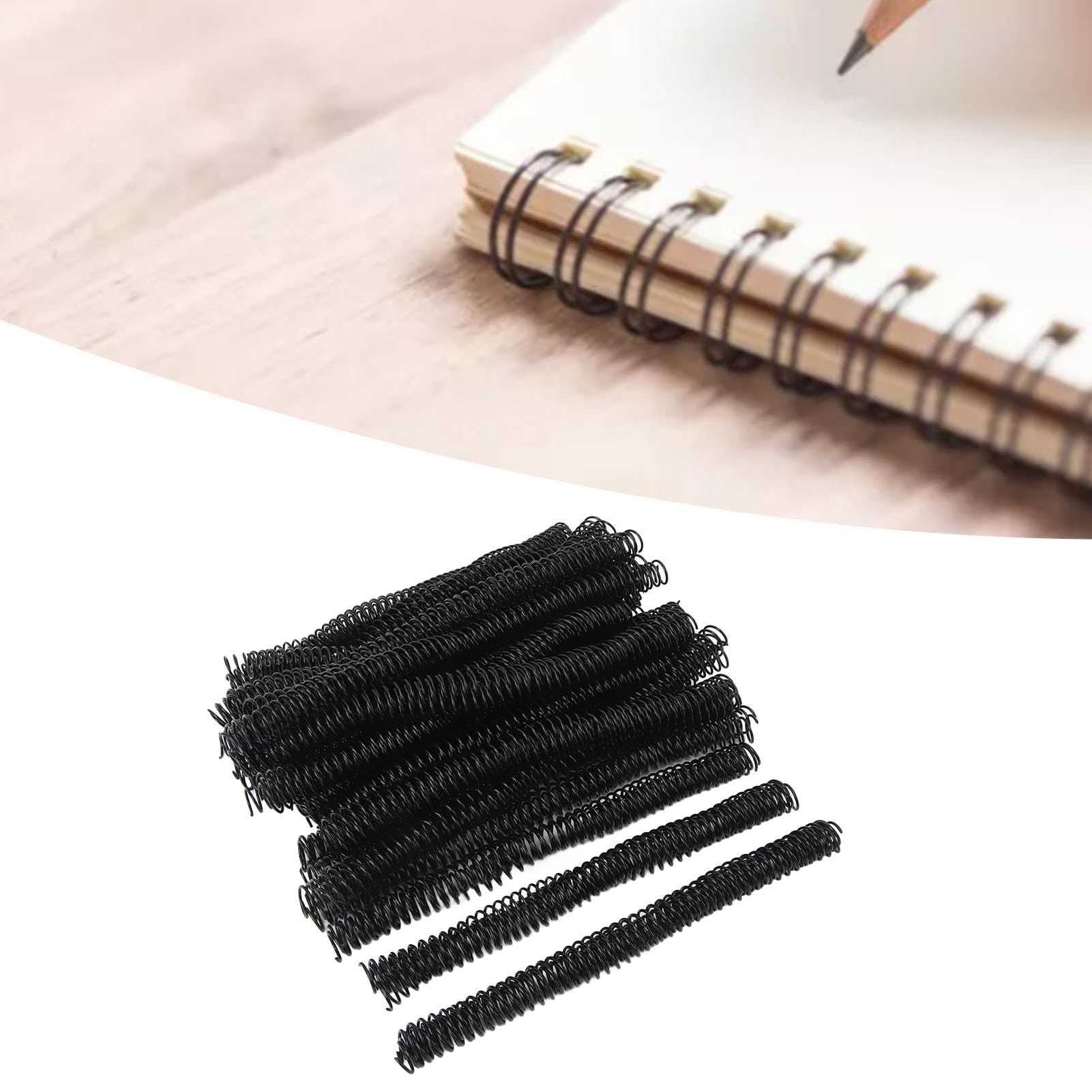 Bobine di rilegatura a spirale da 16 mm, dorso di pettini di rilegatura in plastica da 100 pezzi, bobine di rilegatura con passo 4:1 per carta A4, dorso di rilegatura a spirale in (Nera)