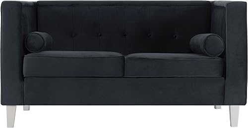 Miniatura 8 de Naomi Home Audrey - Sofá biplaza para sala de estar, brazos de silla de mediados de siglo, cojín copetudo, patas de madera maciza, sillas de lectura