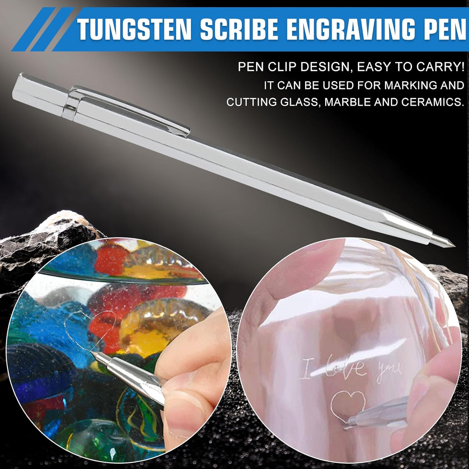 YOTINO Glass Cutting Tool Kit Includes Blue Grip Oil Feed Glass Cutter with 2 pliers, 3 Extra Replacement Head, Tungsten Scribe Engraving Pen, Screwdriver and Oil Dropper
