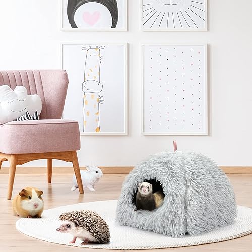 Miniatura 7 de YUEPET Cama de conejillo de indias de felpa calmante, piel de conejo cálida para hámsters, erizos, hurones, conejos enanos y otros animales pequeños