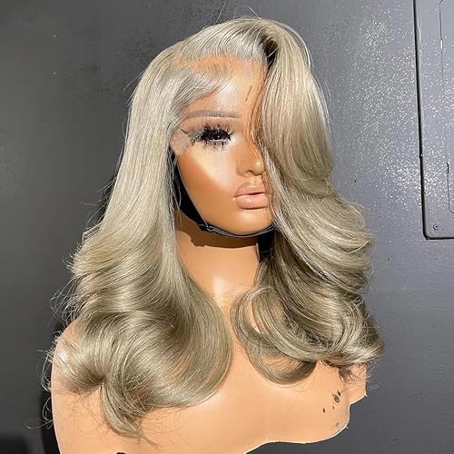 abgese Ash Blonde Bob Wig Human Hair Loose Body Wave Human Hair Wig 13x4 HD Lace Front Wigs Human Hair for Women 180% Density Glueless Blonde Colored Bob Wig Pre Plucked 14 Inch