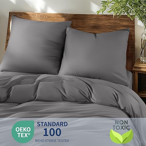 Miniatura 2 de AiAngu Juego de sábanas súper suaves con bolsillos profundos de 16 pulgadas (gris oscuro-6, Queen)