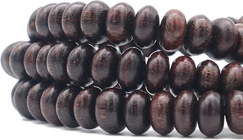 Miniatura 2 de Cuentas de oración – Tasbih de 0.354 in y 99 cuentas planas ovaladas de tamarindo con borlas de color marrón oscuro a juego y contador de 10