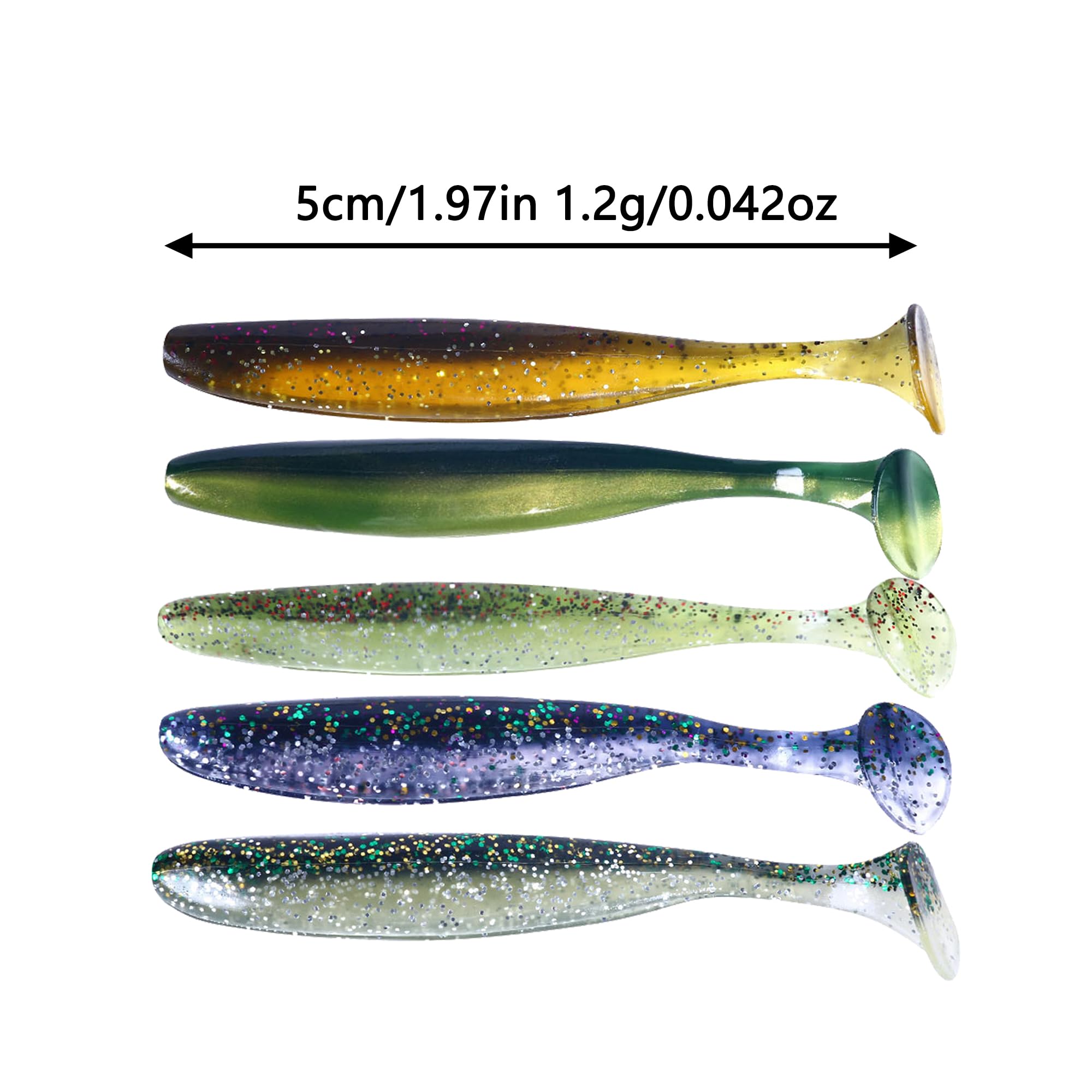 LURESMEOW 50-Piece Paddle Tail Swimbait Kit - Soft Plastic Fishing Lures For Bass, Trout, Saltwater - View #3