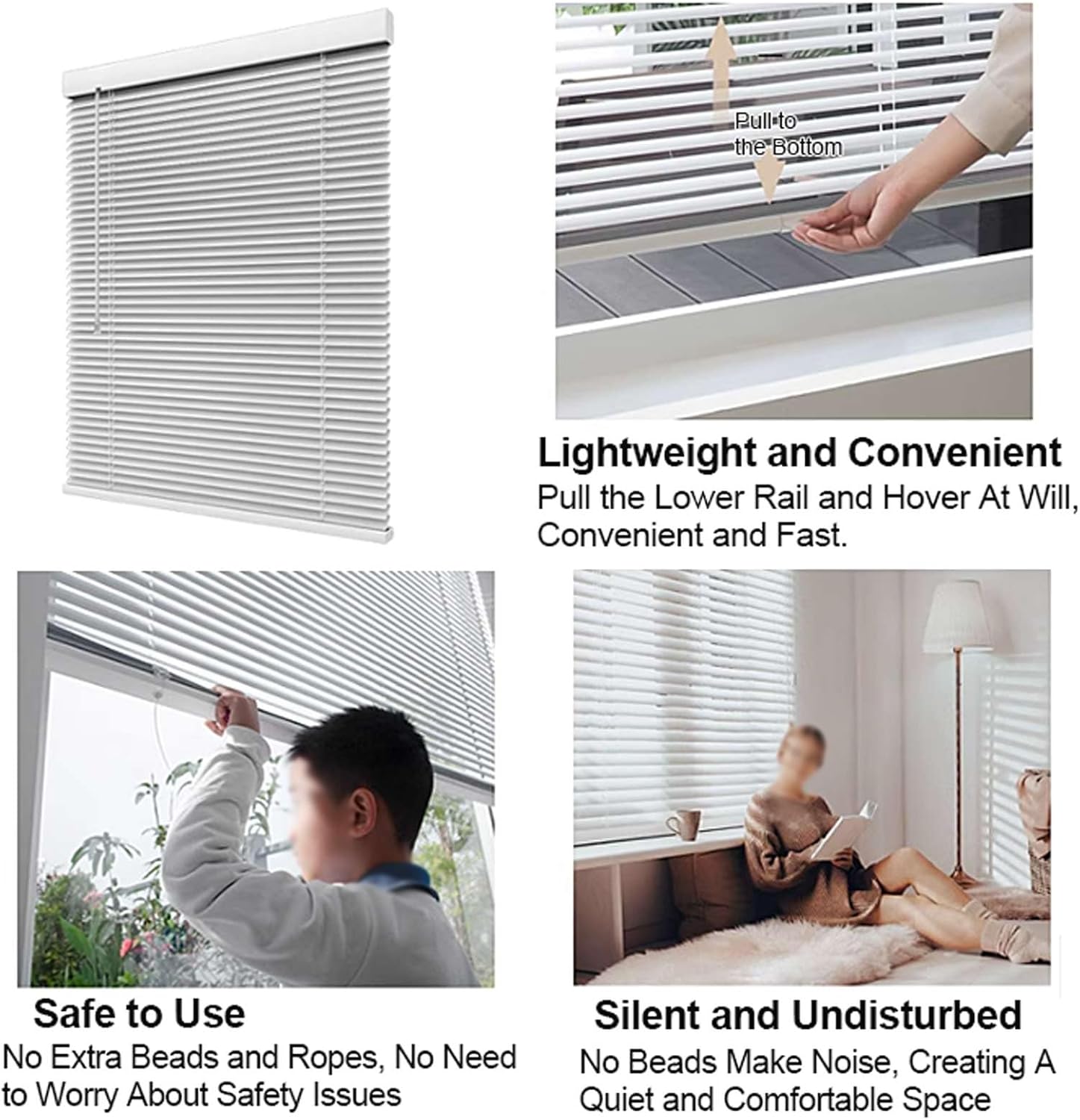 Cordless Blind Aluminum Venetian Blinds Horizontal Shutters Privacy Shades Blackout Shutter for Bedroom Kitchen Home Window(Green,80x80cm/2.6x2.6ft)