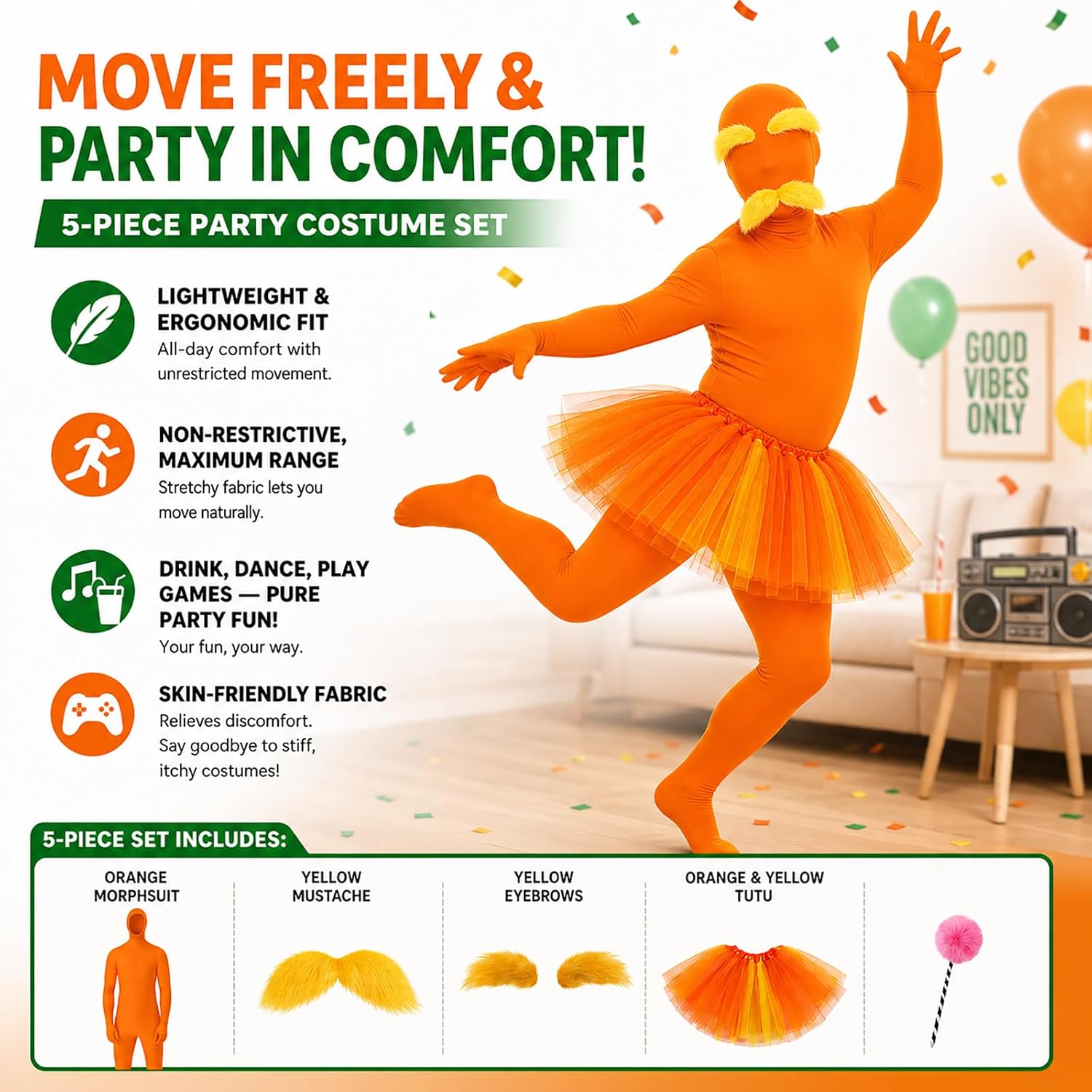 5-Piece Funny Orange Costume Set image 2