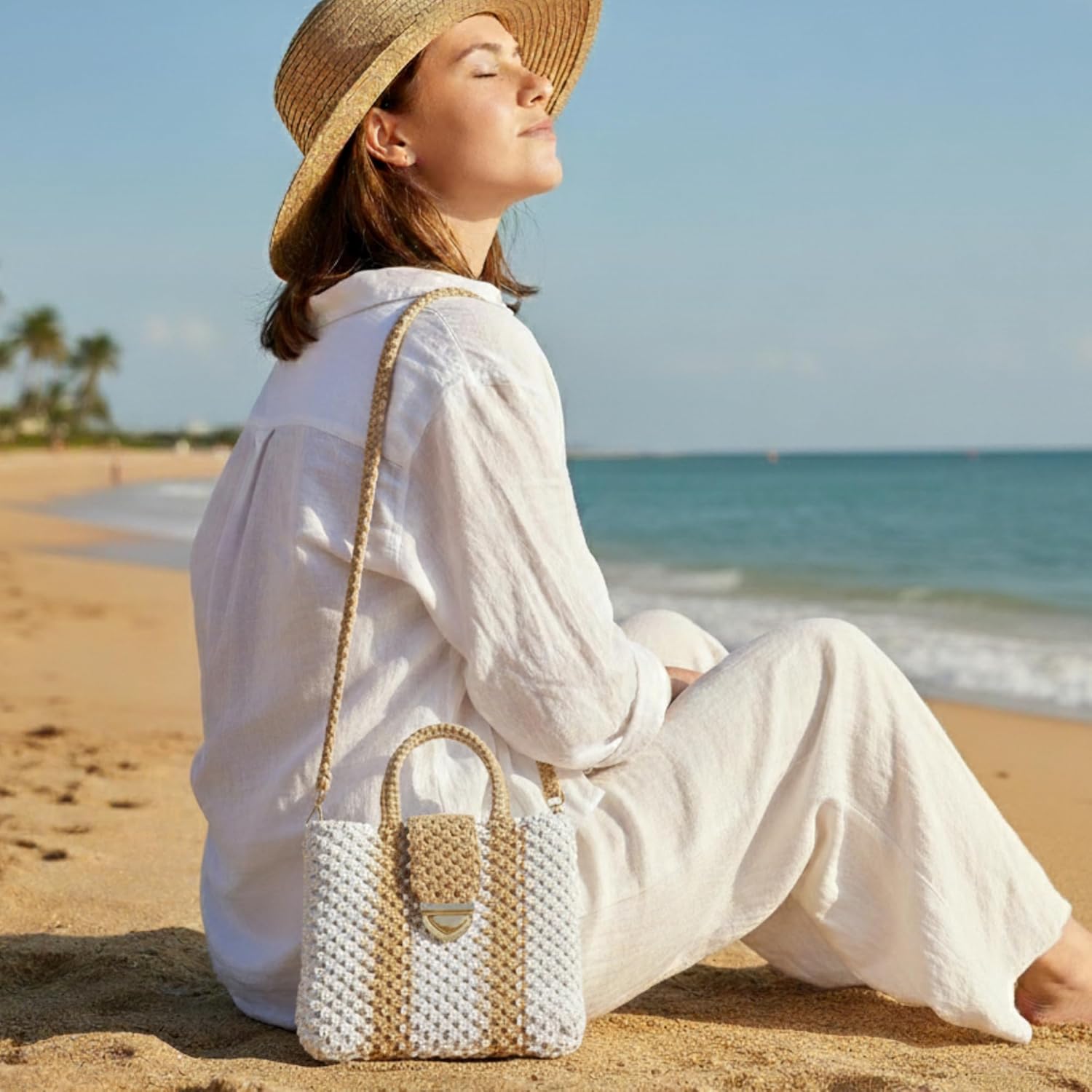 Handmade Crochet Black Clutch Purses for Women I Premium Woven Small Crossbody Bag with Top Handle & Chain I Ladies Handbags.