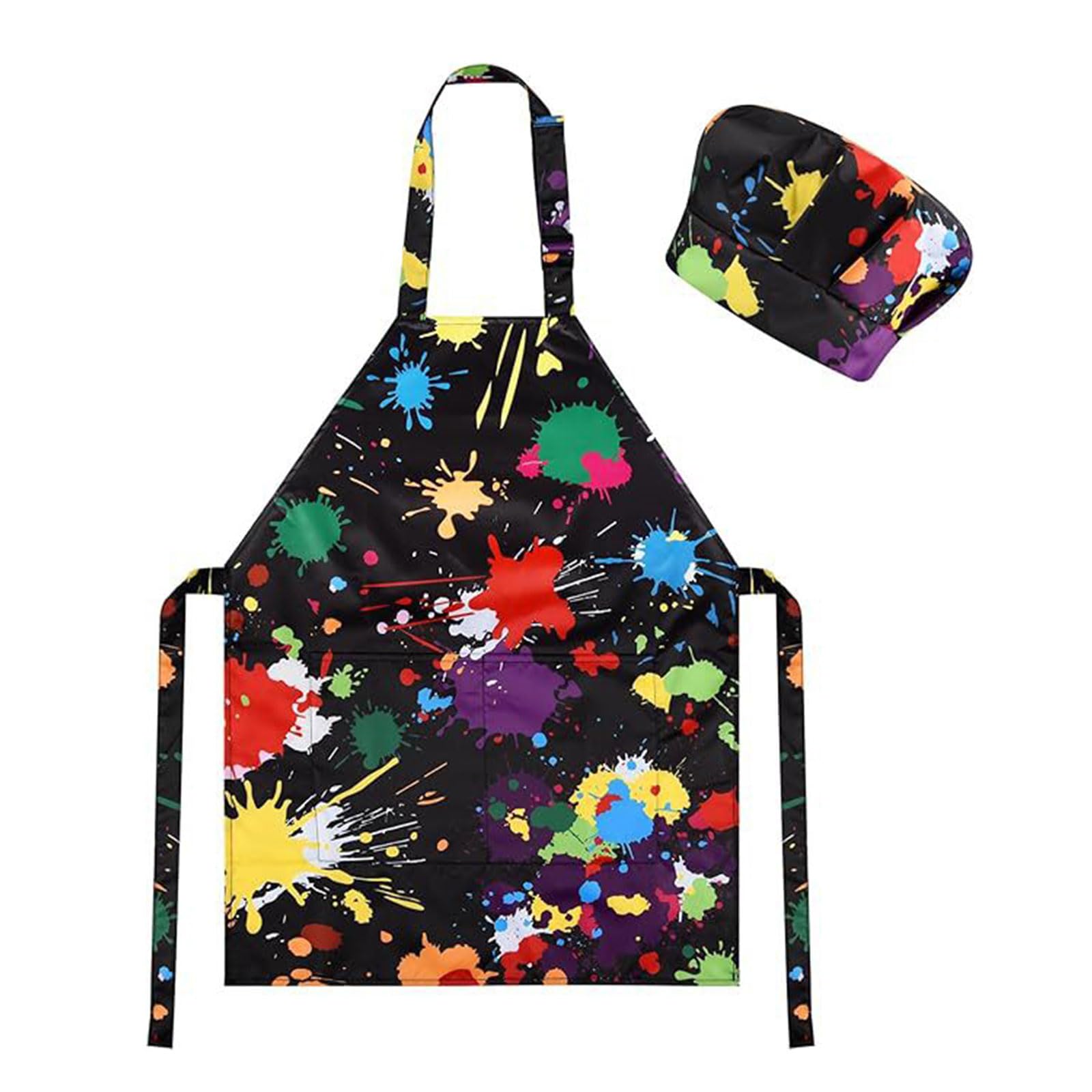 Buxuaaaa Multipurpose Children Apron with Cook Hat for Crafting Activity Cooking and Drawing Outdoor Gardening Fun Birthday Gift Toddler Painting Smock