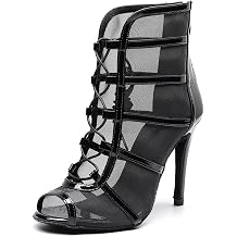 Latin Dance Boots Salsa Bachata Performance Women Ballroom Lace-up Ankle Open Toe Dance Shoes