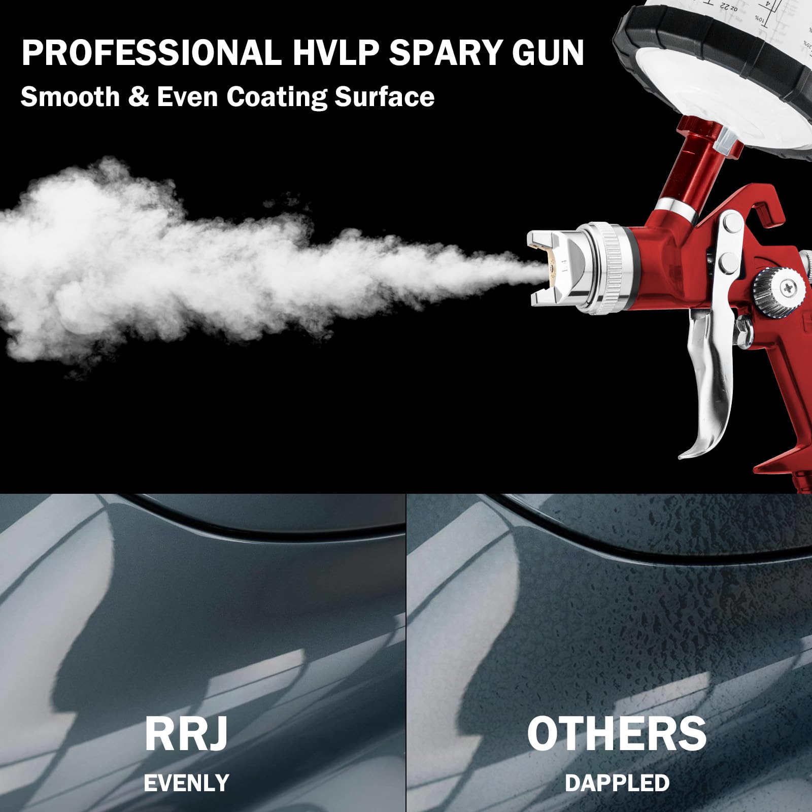 HVLP - Set di pistola a spruzzo professionale ad aria a gravità da 1,4/1,7/2,0/2,5 mm, con ugello da 650 ml e 10 bicchieri usa e getta da 650 ml, strumento a spruzzo per auto, mobili, pittura, mano