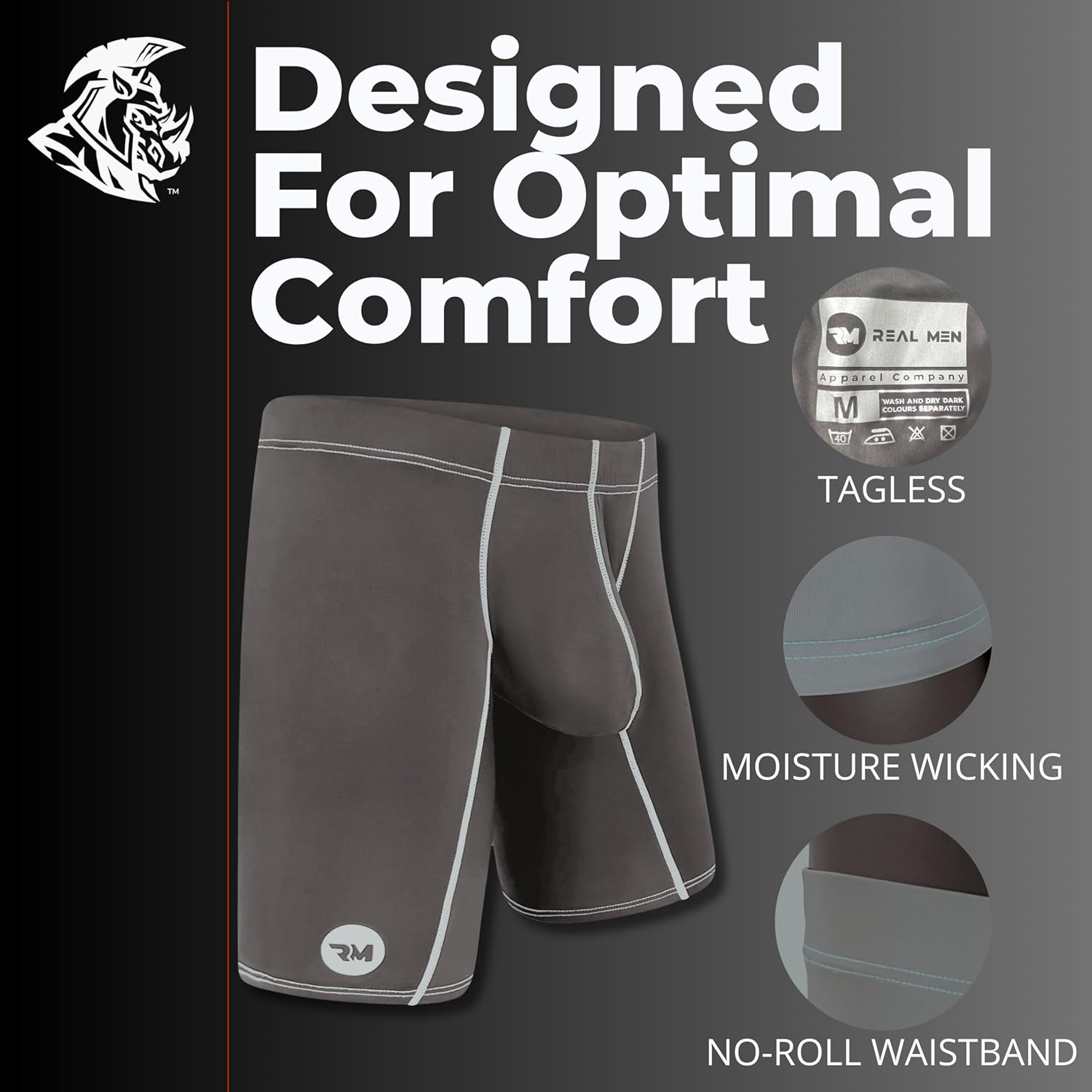 Real Men Athletic Underwear with ABCD Pouch - 1, 3 or 4 Pack with 6, 7 and 9 inch Inseam Nylon Boxer Briefs - XS to 5XL - Image 3